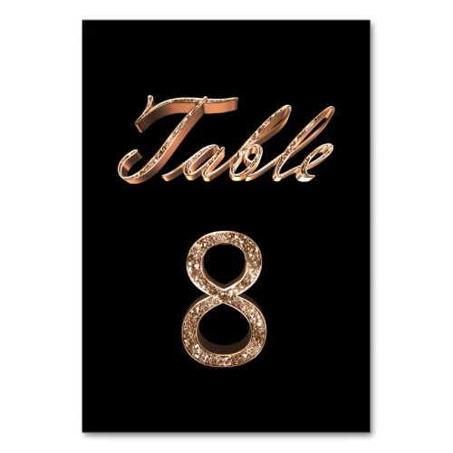 Elegant Chic Black Gold Party Table Number 8