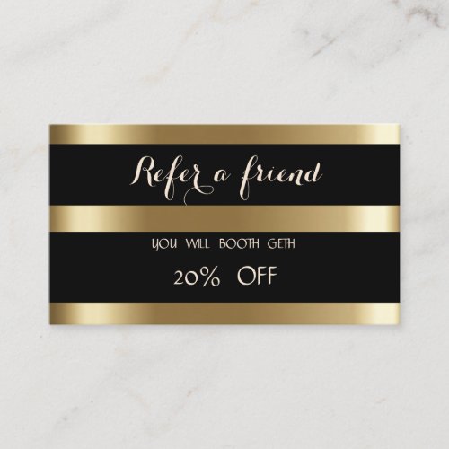 Elegant Chic BlackGold Stripes  Referral Card