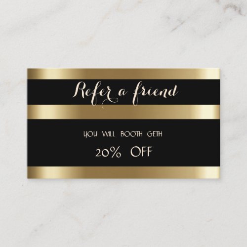 Elegant Chic BlackGold Stripes  Referral Card