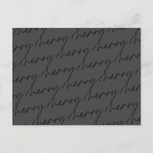 Elegant Chic Black Gray Merry Script Holiday Postcard