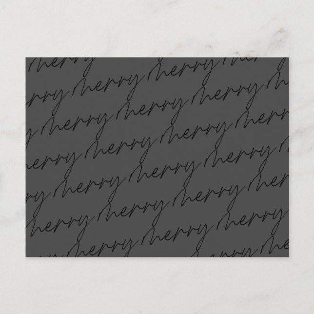 Elegant Chic Black Gray Merry Script Holiday  Postcard (Front)