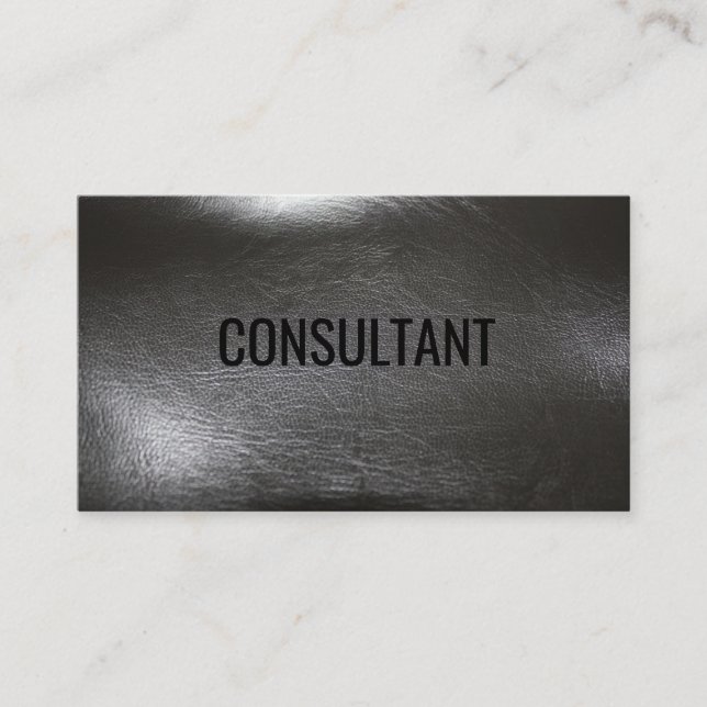 Elegant chic black leather professional  business card (Front)