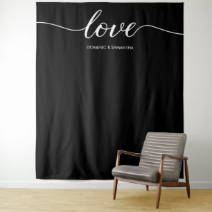 Elegant Chic Black Love Script Wedding backdrop