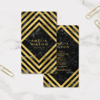 Elegant Chic Black Marble Faux Gold Social Media Business Card