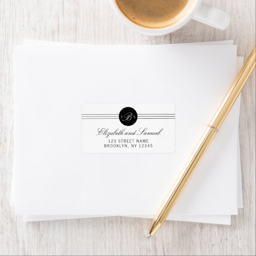 Elegant Chic Black White Monogram Address Label