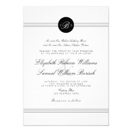 Elegant Chic Black White Monogram Wedding Invite