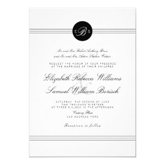 Elegant Chic Black White Monogram Wedding Invite Elegant Chic Black White Monogram Wedding Invite