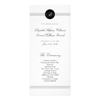 Elegant Chic Black White Monogram Wedding Program