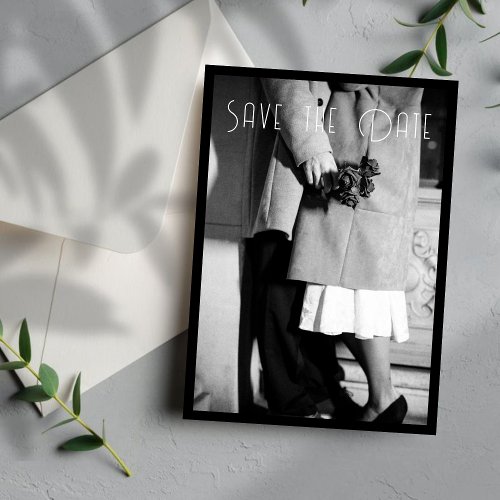 Elegant Chic Black  White Photo Save The Date  Invitation