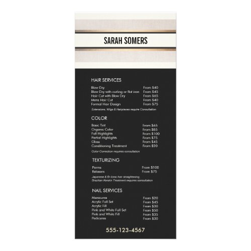 Elegant Chic Black White Price List Service Menu