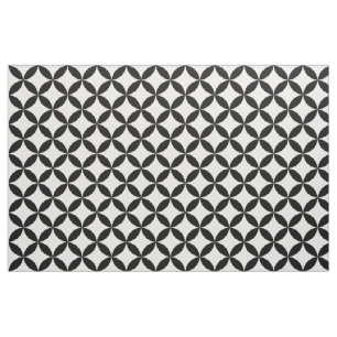 Elegant Chic Black White Retro Mod Circles Pattern Fabric
