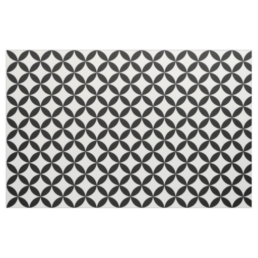 Elegant Chic Black White Retro Mod Circles Pattern Fabric