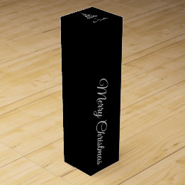 Elegant Chic Black White Script Christmas Tree Wine Box