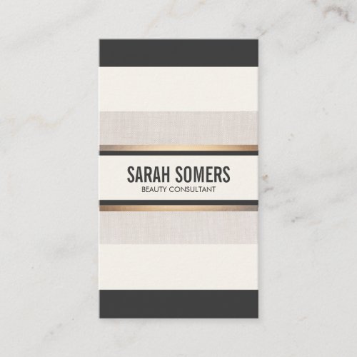 Black and White Striped Gold Chic Professional Business Card Templates