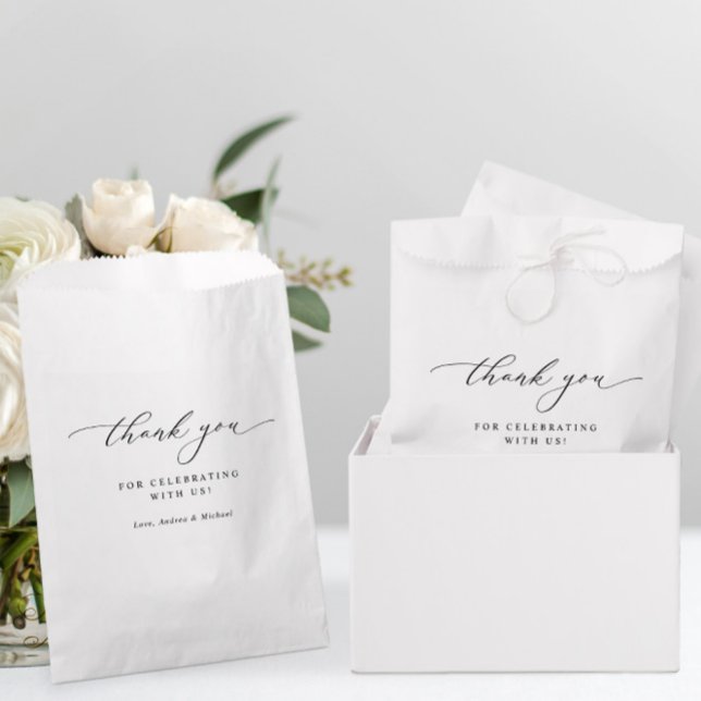 Elegant Chic Black & White Wedding Favor Bag (Elegant Wedding Favors - Thank You Favor Bags - Modern Wedding Favors)