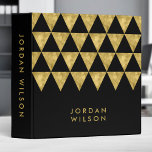 Elegant Chic Black with Faux Gold Triangle 3 Ring Binder<br><div class="desc">Elegant black binder that you can personalize with your name featuring faux gold foil triangle pattern. Great for office or school. Personalize it by replacing the placeholder text. For more options such as to change the font and its size click the "Customize" button. *Please note that the Zazzle Watermark that...</div>