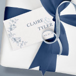 Elegant Chic Blue and White Wedding  Gift Tags<br><div class="desc">Add an elegant detail to your wedding favors with this beautiful favor tag showcasing a simple exquisite hand-drawn botanical detail on the side and couples names in modern stylish typography. Note: for cases where the first name is much longer than the name on the bottom, you might like to consider...</div>