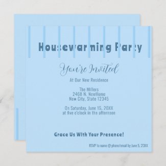 Elegant Chic Blue Fence Housewarming Party Invite