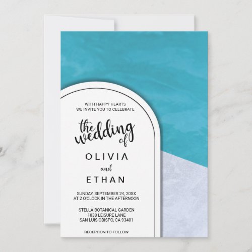 Elegant chic blue gray rustic Wedding Invitation