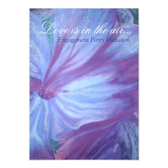 Elegant chic blue lilac floral engagement invites