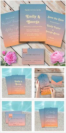 Elegant Chic Blue Orange Sky Wedding Collection