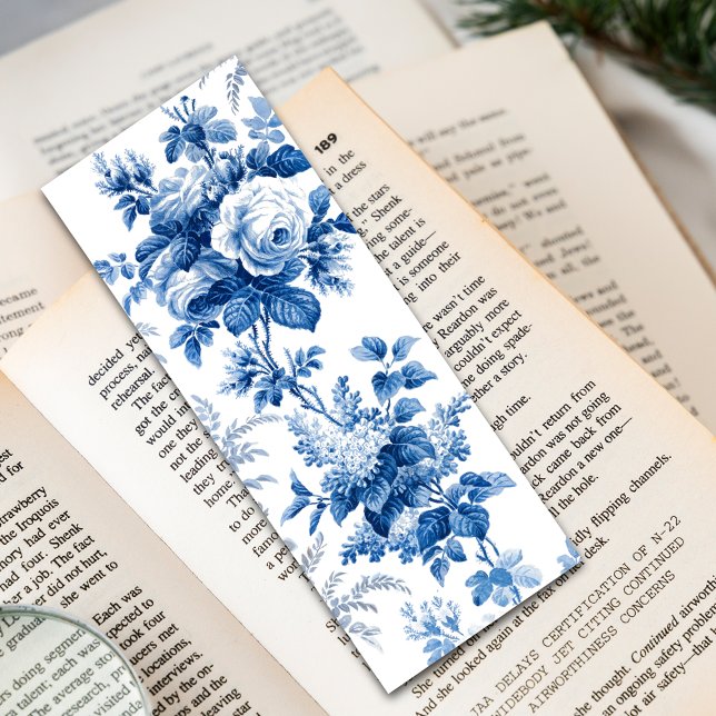 Elegant Chic Blue Roses and Ferns  Bookmarks (Creator Uploaded)