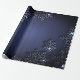 Elegant Chic Blue Snowflake Holiday Wrapping Paper
