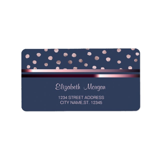 Elegant Chic Blue ,Stripes,Confetti Wedding Label (Front)