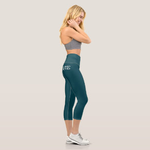 Elegant Chic Blue Teal Capri Leggings