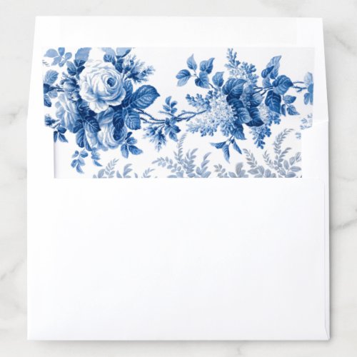 Elegant Chic Blue Vintage Roses  Ferns Envelope Liner