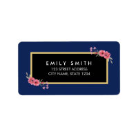 Elegant Chic Blue with Watercolor Floral Address Label