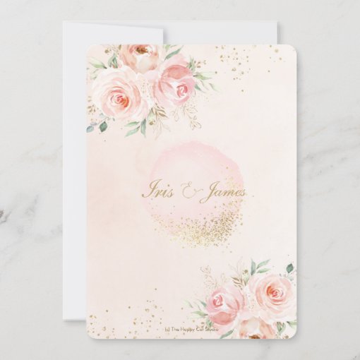 Elegant Chic Blush Pink Floral Gold Wedding Invitation Zazzle