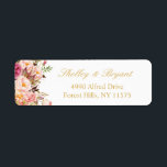 Elegant Chic Blush Pink Floral Gold Wedding Label<br><div class="desc">Elegant Chic Blush Pink Floral Gold Wedding Address Label. 
(1) For further customization,  please click the "customize further" link and use our design tool to modify this template. 
(2) If you need help or matching items,  please contact me.</div>