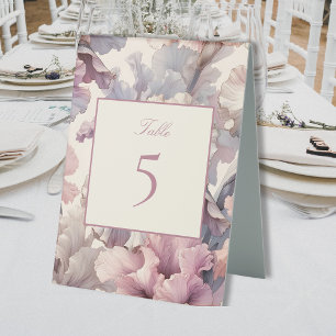 Elegant Chic Blush Pink Floral Table Number Sign