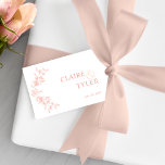 Elegant Chic Blush Pink, Peach and White Wedding  Gift Tags<br><div class="desc">Add an elegant detail to your wedding favors with this beautiful favor tag showcasing a simple exquisite hand-drawn botanical element on the side and couples names in modern stylish typography. Floral in blush pink and peach hues. Note: for cases where the first name is much longer than the name on...</div>