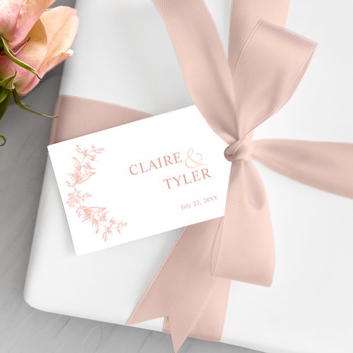 Elegant Chic Blush Pink Peach and White Wedding  Gift Tags