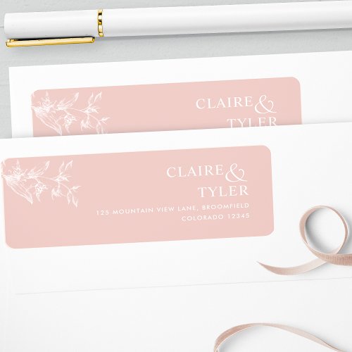 Elegant Chic Blush Pink Wedding Return Address Label