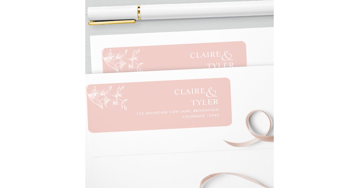 Elegant Chic Blush Pink Wedding Return Address Label | Zazzle