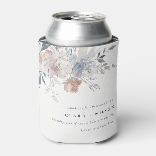 Elegant Chic Blush Watercolor Floral Wedding Can Cooler