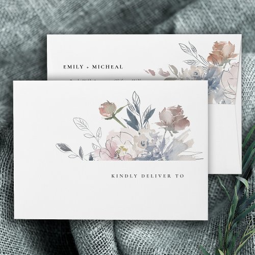 Elegant Chic Blush Watercolor Floral Wedding Envelope