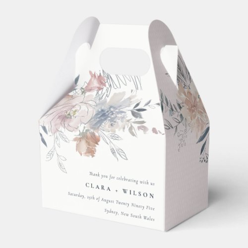 Elegant Chic Blush Watercolor Floral Wedding Favor Boxes