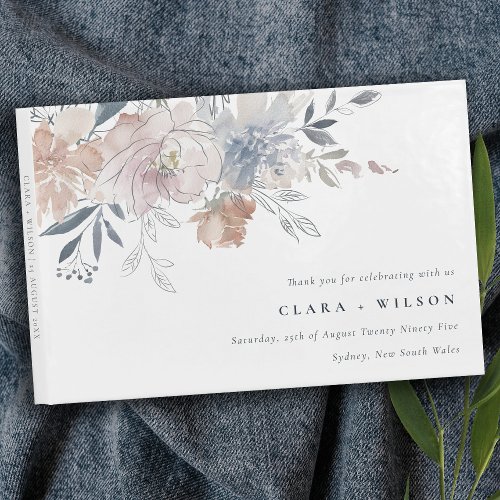 Elegant Chic Blush Watercolor Floral Wedding Guest Book