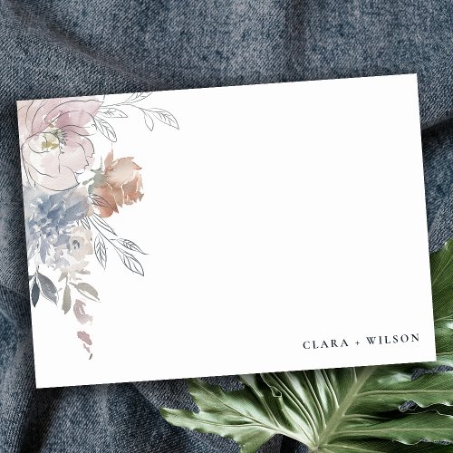 Elegant Chic Blush Watercolor Floral Wedding Note Card