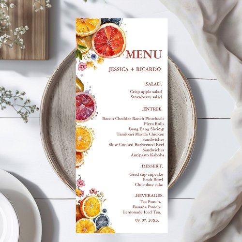 Elegant  Chic Boho bee Wildflower Wedding Table Menu