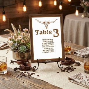 Elegant & Chic Boho Western Cowboy Name Wedding Table Number