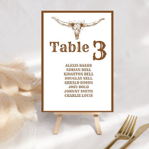 Elegant & Chic Boho Western Cowboy  Name Wedding  Table Number