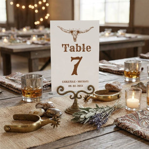 Elegant & Chic Boho Western Cowboy Wedding  Table Number