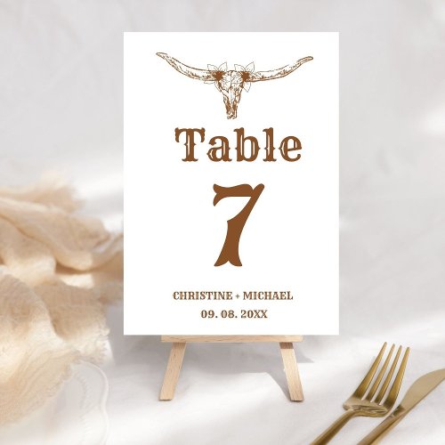 Elegant  Chic Boho Western Cowboy Wedding  Table Number