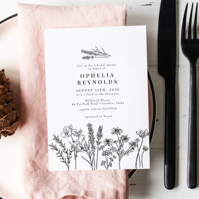 Elegant Chic Boho Wildflower Bridal Shower Invitation (Creator Uploaded)