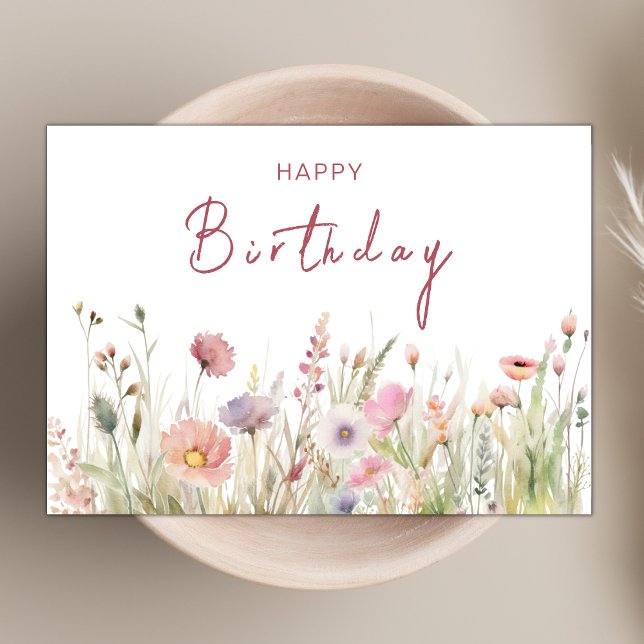 Elegant Chic Boho Wildflower Theme Happy Birthday Card (Creator Uploaded)
